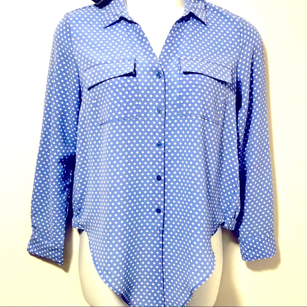 Jones New York Signature Women’s Top Dot Dot Blue - Picture 1 of 17